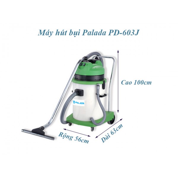 Máy hút bụi công nghiệp thùng nhựa Palada PD-603J