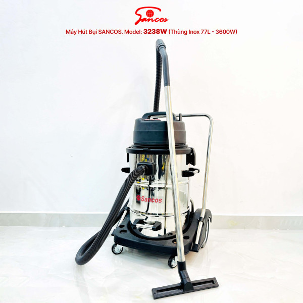 Máy hút bụi công nghiệp Sancos 3238W, thùng chứa 77L