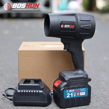 Máy Thổi Phản Lực, Thổi Bụi, Thổi Lá Rụng Boshun Siêu Khỏe, Chân Pin Phổ Thông, Bộ 1 Pin 15 Cell